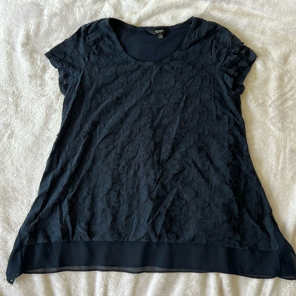 Simply Vera Vera Wang Navy Blue Shirt | Size L